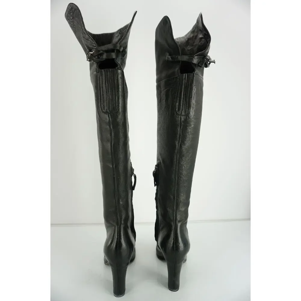Sam Edelman Black Leather 'Sable' Over the Knee High Heel Boots size 5 New $249